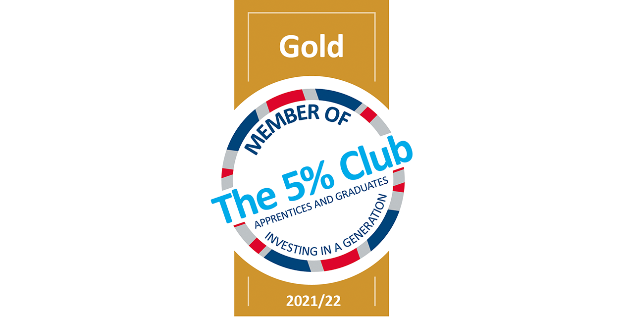 image shows the 5% club gold award logo